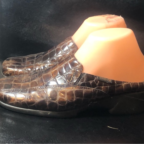 Mephisto Cool Air Mule France Brown Alligator Cork Patent Leather Shoes Sz 9 - Picture 4 of 13